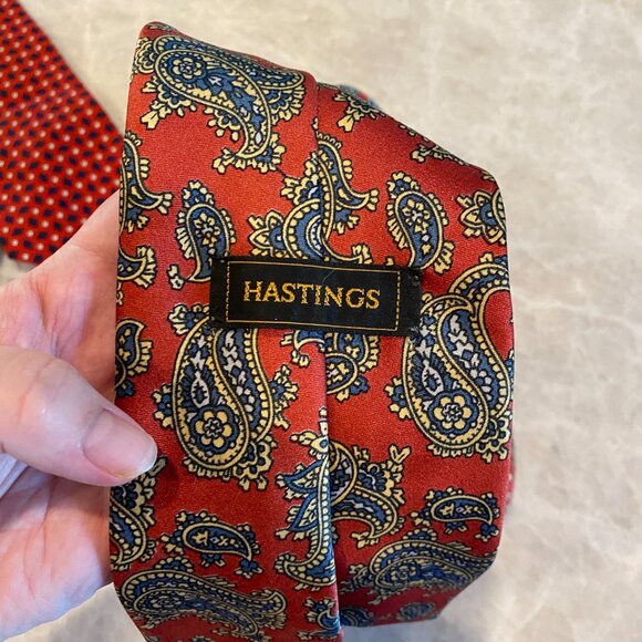 15 High End Patterned Silk Ties Brooks Brothers, YSL, Valentino, Hastings - Picture 8 of 15